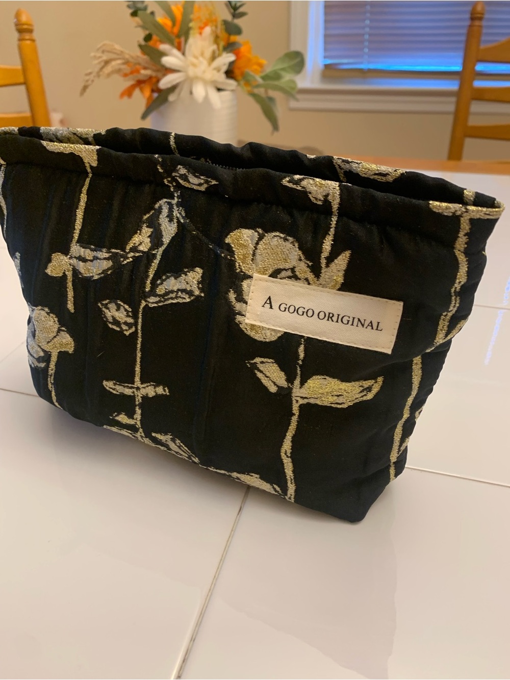 Black and Gold Decorative Fabric Storage Basket